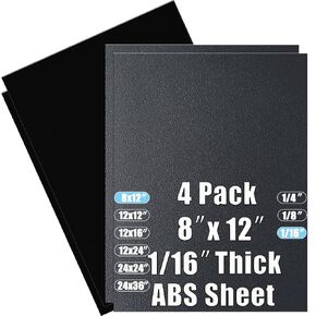 ABS Plastic Sheet 1/16 Inch Thick 8" x 12" (4-Pack),Two-Sided Heat Moldable Panel (Thermoplastic Textured Front & Smooth Back), Black Thermoform Board Great for DIY Projects, Decor, Handcrafts in Kuwait