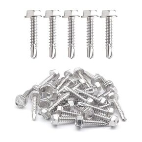 IMScrews 25pcs #10 x 3/4" Stainless Hex Washer Head Self Drilling Screws, 410 Stainless Steel Full Thread Sheet Metal Tek Screws in Kuwait