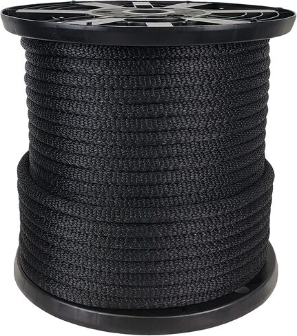 1/2 inch Black Dacron Polyester Rope - 250 foot spool | Solid Braid - Industrial Grade - High UV and Abrasion Resistance - Low Stretch in Kuwait