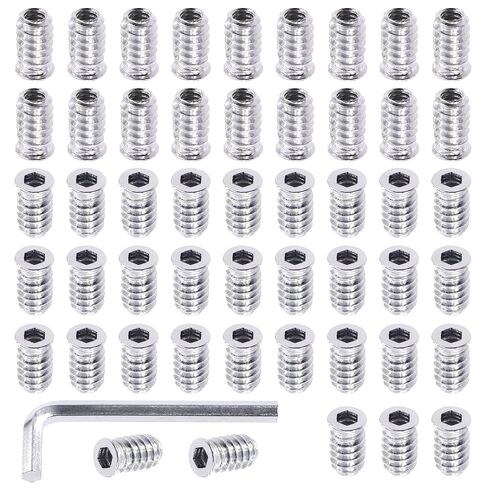 Swpeet 50Pcs 1/4"-20 x 10mm White Zinc Plated Carbon Steel Carbon Furniture Screw in Nut Threaded Wood Inserts Threaded Inserts Bolt Fastener Connector Hex Socket (1/4-20 x 10mm) in Kuwait