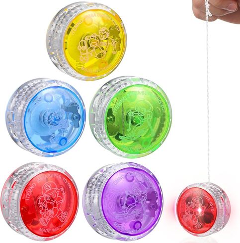 Amosfun 5pcs Light Up Yo Yo Professional Responsive Ball Bearing Yoyo for Kids Beginners Advanced String Yo Yo Tricks and Looping Play Easter Basket Stuffers Random Color1 in Kuwait