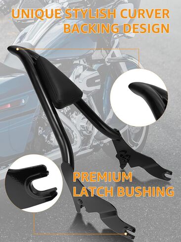 AILMOTO 28 بوصة Sissy Bar لـ Harley Davidson 2009-2024، مسند ظهر للركاب قطعة واحدة قابل للفصل متوافق مع Touring CVO Street Glide، Road Glide، Road King، Ultra Limited، Electra Glide in Kuwait