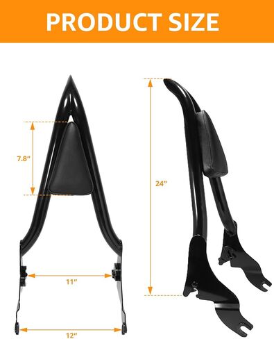 AILMOTO 28 بوصة Sissy Bar لـ Harley Davidson 2009-2024، مسند ظهر للركاب قطعة واحدة قابل للفصل متوافق مع Touring CVO Street Glide، Road Glide، Road King، Ultra Limited، Electra Glide in Kuwait