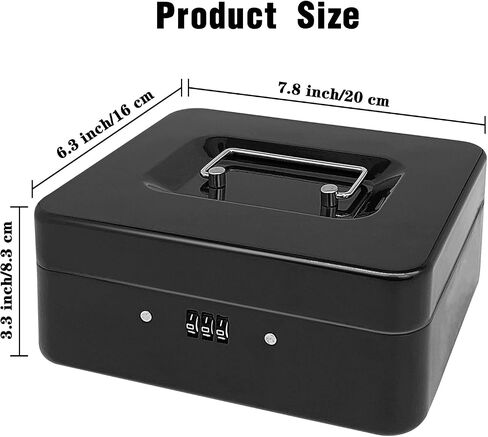 Steel Cash Box with Combination Lock, Metal Small Money Organizer with Removable Money Tray,Cash Storage Box with Lockable Cover (Red - 7.9" x6.3" x 3.3") in Kuwait