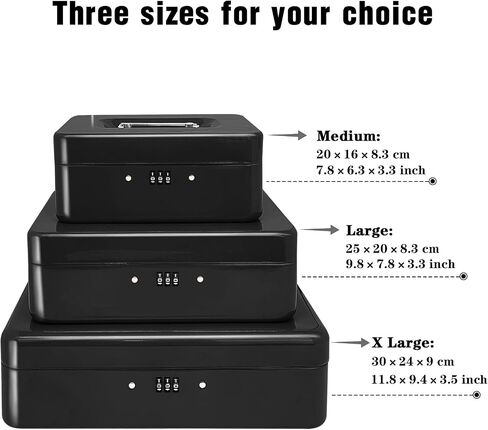 Steel Cash Box with Combination Lock, Metal Small Money Organizer with Removable Money Tray,Cash Storage Box with Lockable Cover (Red - 7.9" x6.3" x 3.3") in Kuwait