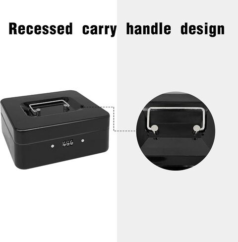 Steel Cash Box with Combination Lock, Metal Small Money Organizer with Removable Money Tray,Cash Storage Box with Lockable Cover (Red - 7.9" x6.3" x 3.3") in Kuwait