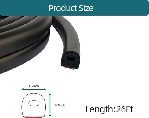 سدادة مطاطية رغوية EPDM على شكل D مع شريط، تجريد الطقس المطاطي ذاتي اللصق للقوارب والسيارات والمركبات الترفيهية والبحرية وأبواب/نافذة المرآب والمزيد، العرض: 0.5 بوصة؛ الارتفاع: 0.5 بوصة؛ الطول: 26 قدم in Kuwait