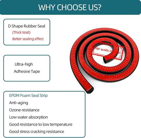 سدادة مطاطية رغوية EPDM على شكل D مع شريط، تجريد الطقس المطاطي ذاتي اللصق للقوارب والسيارات والمركبات الترفيهية والبحرية وأبواب/نافذة المرآب والمزيد، العرض: 0.5 بوصة؛ الارتفاع: 0.5 بوصة؛ الطول: 26 قدم in Kuwait