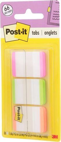 Post-it Tabs, 1 in, Lined, Pink, Green, Orange, 22 Tabs/Color, 66 Tabs/On-the-Go Dispenser (686L-PGO) in Kuwait