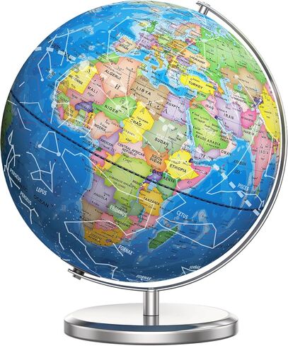 Orionstar 13" Large World Globe with Stand, Educational Globe for Kids Learning, Colorful HD World Map Details, Illuminated Globe Lamp with Stable Heavy Metal Base, LED in Kuwait