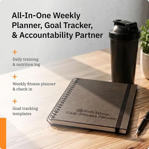 SaltWrap Daily Fitness Planner – Workout Planner & Log Book – Exercise Gym Notebook – Wellness, Health, Nutrition, and Food Plan Tracker – Weight Loss Goal Tracking (Daily + Weekly) in Kuwait
