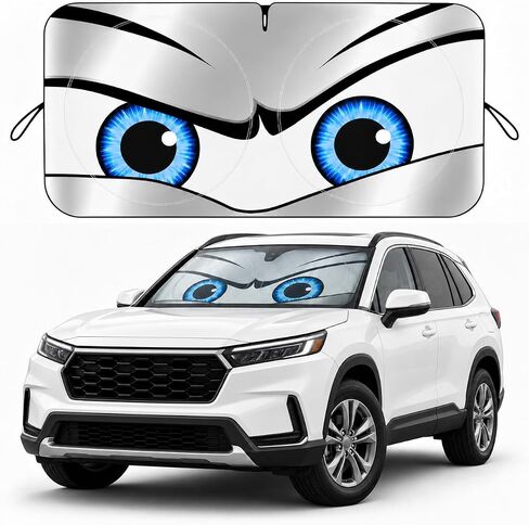 Car Windshield Sun Shade, Car Sun Shade Funny Car Eyes Sun Visor for Car Windshield, Wear-Resistant Black Tape, Foldable 63.7" L x 32" W in Kuwait