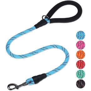VIVAGLORY Rope Dog Leash Roperex Dog Leash with Soft Padded Handle for Walking & Training, Strong Rope & Reflective Heavy Duty for Pet, 1/2IN x 4FT (65~150 lbs.), Black in Kuwait