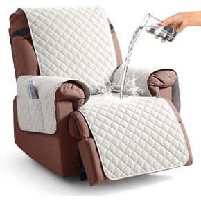KinCam 100% Waterproof Recliner Chair Cover, Reclining Couch Covers for Pets, Dogs, Recliner Couch Slipcover Furniture Protector with Elastic Straps for Kids(30", Light Gray) in Kuwait