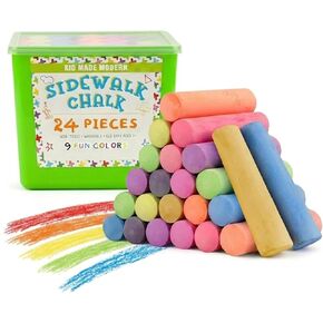 Kid Made Modern Sidewalk Chalk Set for Kids - Washable, Colored Chalk for Outdoor Play and Chalkboard Art - Ages 3+ (24 Pieces, Multicolor) in Kuwait