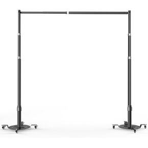 EMART Pipe and Drape Backdrop Stand Kit, Heavy Duty Backdrop Stand 10ftx10ft with Wheels, Adjustable Background Support System for Photography Wedding Birthday Party Decorations-Black Round Base in Kuwait