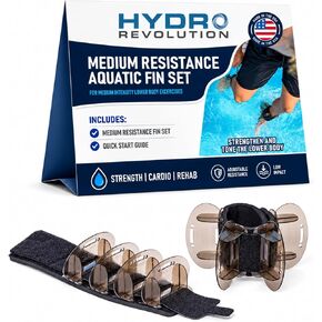 Aqualogix Medium Resistance Hybrid Aquatic Training Fin Set - Smoke | Aquatic Cuffs | Quick Start Guide | Leg Water Weights | Strength, HIIT & Swim Training | Pair (MRPCFIN) in Kuwait