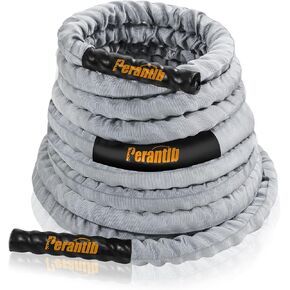 Perantlb Poly Battle Rope with Cloth Sleeve -1.25/1.5/2 Inch Diameter 30' 40' 50' Lengths -Gym Muscle Toning Metabolic Workout Fitness, Battle Ropes for Home Gym in Kuwait
