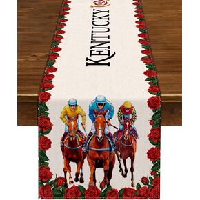 Nepnuser Kentucky Derby Table Runner Run for The Roses Horse Racing Party Decoration Home Kitchen Dining Room Decor (13" x 72") in Kuwait