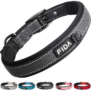 Fida Heavy Duty Dog Collar, Ultra Comfortable Soft Neoprene Padded, Adjustable Reflective Nylon Pet Collar with Durable Metal Belt Buckle for Medium Breeds (M, Pink) in Kuwait