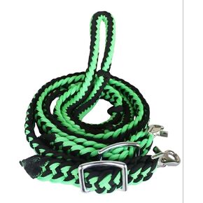 CHALLENGER Horse Western Tack Nylon Braided Knotted Roping Barrel Reins Lime Green 60705 in Kuwait