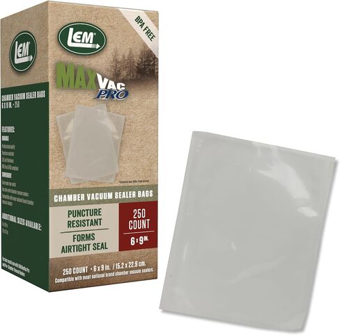 LEM Products MaxVac Pro Chamber Vacuum Sealer Bags, 8 x 10 Inches, Compatible with Chamber Vacuum Sealers Only, 250 Count in Kuwait