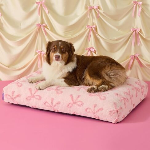 Lesure Dog Beds Large Sized-Thick Shredded Chopped Foam Pet Bed Indoor with Removable Cover, Cute Modern Fuzzy Plush & Anti Slip Bottom, Green in Kuwait