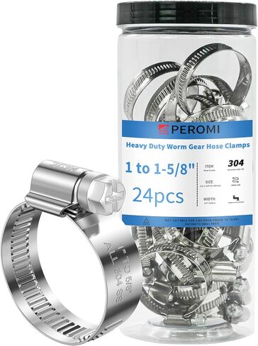 مشابك خرطوم، مشبك خرطوم صغير من الفولاذ المقاوم للصدأ PEROMI 304، نطاق قابل للتعديل من 5/8 بوصة إلى 1-1/16 بوصة، مشبك أنابيب خط الوقود المعدني الثقيل للسباكة والسيارات والميكانيكية، 24 قطعة in Kuwait