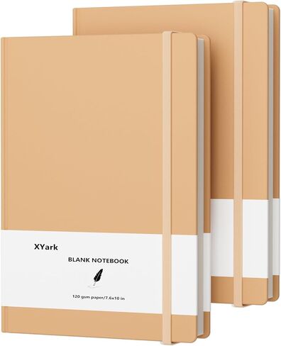 Large B5 Line Notebook Journals, College Ruled Kraft Hardcover Sketchbook Subject Composition Notebooks with Lined Paper, 2 Pack, 120GSM, 102 Sheets, 7.6x10 inch, Travel Journal Set in Kuwait
