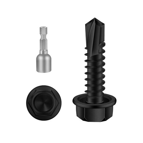 #10 x 3/4" Hex Washer Head Self Drilling Screws, Self Tapping Sheet Metal Screws, 410 Stainless Steel, 100 PCS in Kuwait