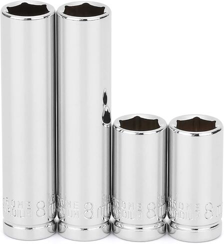 MIXPOWER 4PCS 1/4"Drive 8mm Deep&Shallow Socket, 6 Point, Cr-V Steel, 8mm in Kuwait