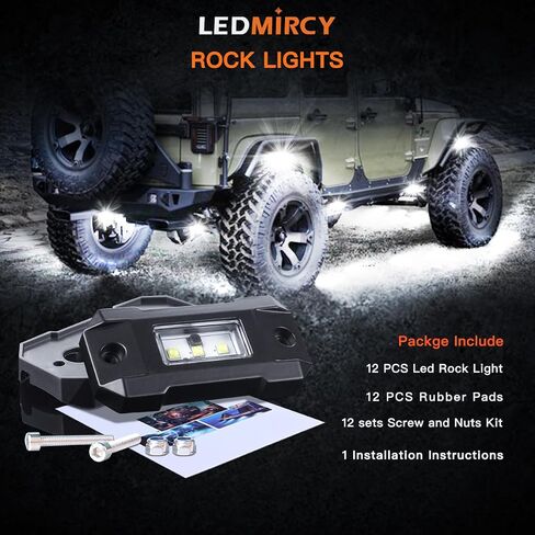 LEDMIRCY LED Rock Lights White R4 16PCS for Off Road Trucks ATV UTV SUV RZR LED Underglow White Light High Power Trail Rig Lights Pure White Under Body Light Waterproof Shockproof for Auto Boat in Kuwait