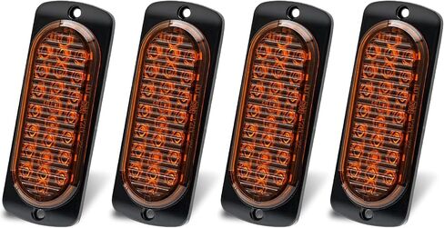 Pverandio 4 قطع 7.5 بوصة 24 LED مقطورة بدوره إشارة الفرامل وقوف السيارات أضواء الذيل العنبر الجانب صانع أضواء IP67 للماء الألومنيوم الإسكان سطح جبل أضواء التخليص لشاحنة مقطورة جرار جيب RV in Kuwait
