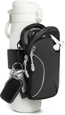 Gym Water Caddy with Phone Holder, Water Bottle Pouch Sleeve Bag with Storage Pocket for Cards, Keys, Wallet, Gym Bottle Accessories for Men Women in Kuwait