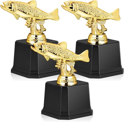 Taiyin Small Fishing Trophy Award Gold Fishing Trophies Large Mouth Bass Fish Trophy on Black Base for Fishing Tournaments, Competitions, Ceremonies, Fish Derbies, 5 x 3 Inch in Kuwait