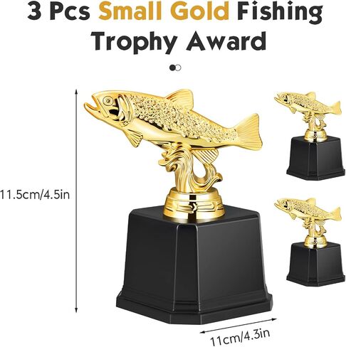 Taiyin Small Fishing Trophy Award Gold Fishing Trophies Large Mouth Bass Fish Trophy on Black Base for Fishing Tournaments, Competitions, Ceremonies, Fish Derbies, 5 x 3 Inch in Kuwait