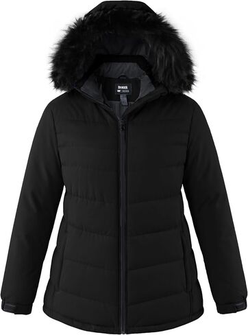 Skieer Women's Plus Size Ski Jacket Waterproof Warm Snow Winter Coat with Removable Faux Fur Hood in Kuwait