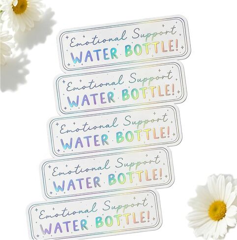 5 x Emotional Support Water Bottle Sticker Transparent Stickers Women Water Bottle Decals Anything with Water Sticker for Water Bottle Decor Gift (Black) in Kuwait