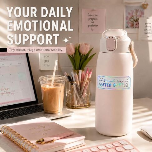 5 x Emotional Support Water Bottle Sticker Transparent Stickers Women Water Bottle Decals Anything with Water Sticker for Water Bottle Decor Gift (Black) in Kuwait