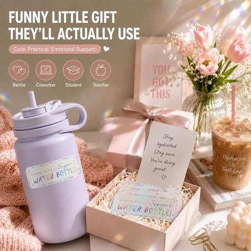 5 x Emotional Support Water Bottle Sticker Transparent Stickers Women Water Bottle Decals Anything with Water Sticker for Water Bottle Decor Gift (Black) in Kuwait
