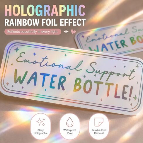 5 x Emotional Support Water Bottle Sticker Transparent Stickers Women Water Bottle Decals Anything with Water Sticker for Water Bottle Decor Gift (Black) in Kuwait