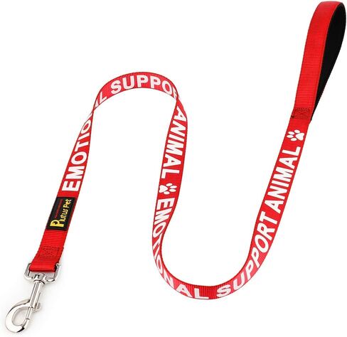 Plutus Pet Service Dog Leash with Soft Neoprene Padded Handle,Printed in Large Letters on Both Sides,4ft Long，Red，5/8" Wide for Small Dogs in Kuwait