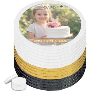 14 Pack Cake Drums 8 inch in White, Silver, Gold, Black Color | Free Prop Up Tools | Sleek Greaseproof 1/2" Thick Cake Rounds | Sturdy for Heavy/Tiered Cakes in Kuwait