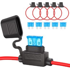 MUYI 6 حزمة 14AWG حامل الصمامات المضمنة مع 12 فولت 15A ATC/ATO الصمامات Balde القياسية - لسيارة شاحنة قارب دراجة نارية البحرية (14AWG + 15A بليد فيوز) in Kuwait