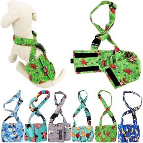Dog Diaper for Male Boy Belly Band Reusable Washable with Suspenders Soft Fleece (Grey Dog, S: Waist 10" - 13") in Kuwait