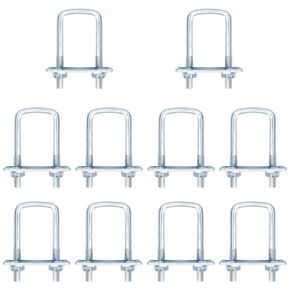 10 Pcs Square U-Bolt 2 Inch Inner Width, Galvanized Steel Square Trailer U-Bolt, Bending U-Bolts, Interior/Exterior Coarse Thread U-Bolt, Adjustable Length: 65-100mm(2-1/2"-4") in Kuwait