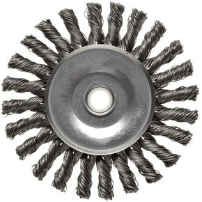 Weiler 08565 6" Cable Twist Knot Wire Wheel, .023" Steel Fill, 5/8"-1/2" Arbor Hole, Made in the USA in Kuwait