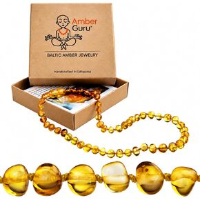 قلادة Amber Guru Baltic Amber (أصيلة ومعتمدة) - 12.5 بوصة - مجوهرات للجنسين - أسود (مصقول) - خرز كهرمان حقيقي - فخور بتقديم عجائب بحر البلطيق الأصلية - Ambar in Kuwait