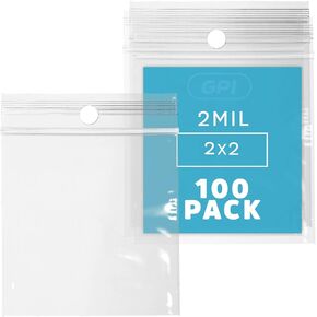 GPI - 6" x 6" - Bulk Pack 100, 2 Mil thick, Clear Plastic Reclosable Zip Bags, Hang Hole For Display, Durable Poly Baggies with Resealable Zip Top Lock for Storage, Packaging & Shipping in Kuwait