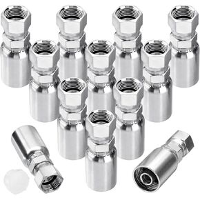 Racewill 12 حزمة 1/2" تركيبات نهاية خرطوم هيدروليكي: 1/2" I.D. خرطوم × 1/2 بوصة JIC 37 درجة أنثى مع غطاء للحماية نهاية خرطوم هيدروليكي تركيب تجعيد دوار in Kuwait